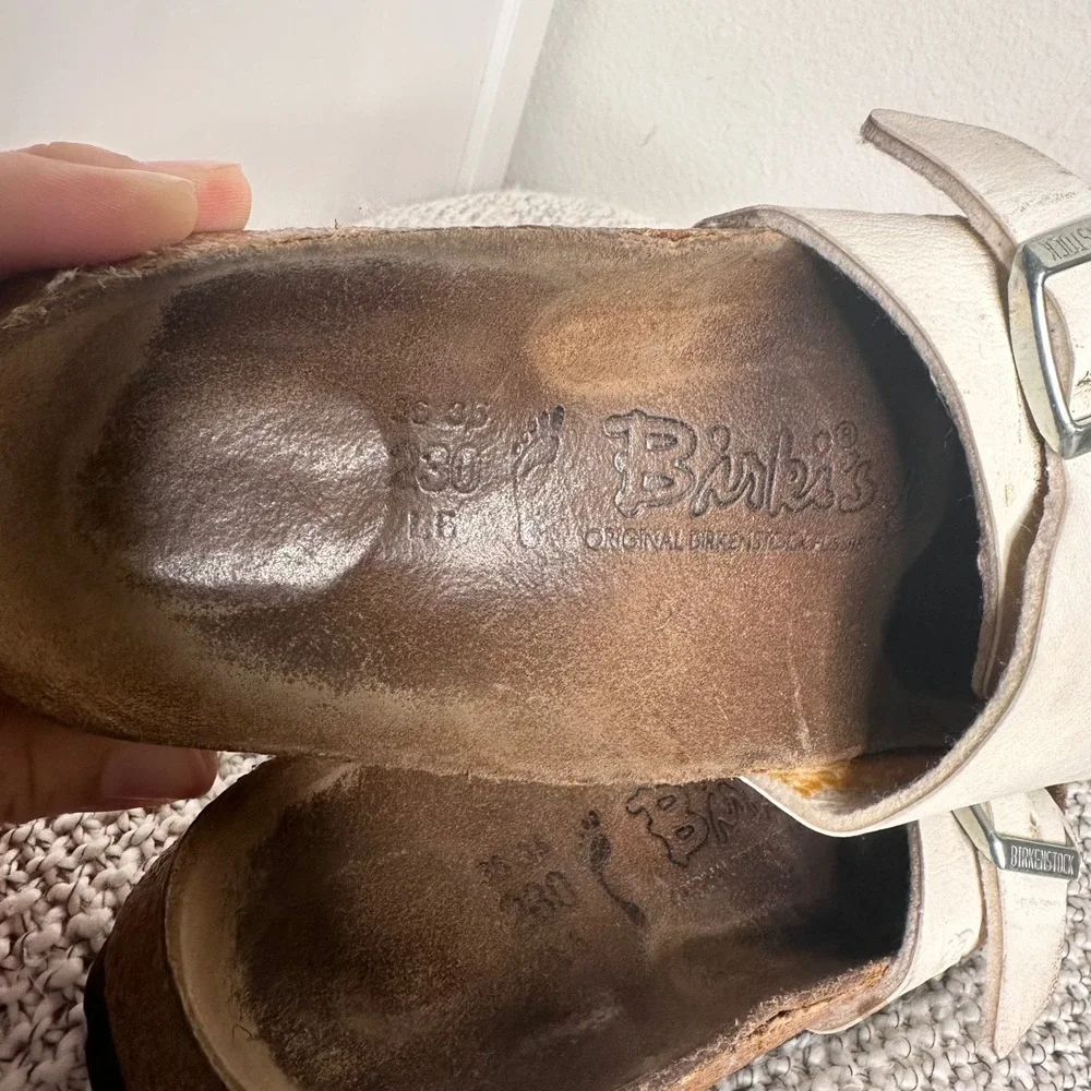 Birkenstock Birki's Madrid White Single Strap Buckle Slide Sandals Kids 36 4 4.5